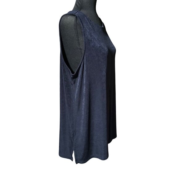Chico's Shirt Size 3 XL Navy Blue Traveler Classic Side-Slit Tank India Ink - Picture 4 of 10